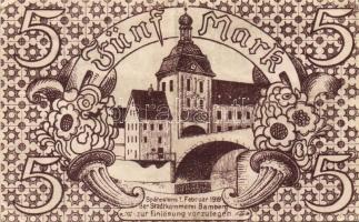 Német Birodalom/Weimari Köztársaság/Bamberg 1918. 5M fekete sorszámmal T:II/III