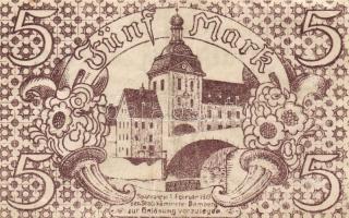 Német Birodalom/Weimari Köztársaság/Bamberg 1918. 5M fekete sorszámmal T:II/III