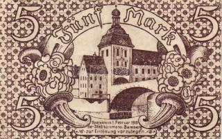 Német Birodalom/Weimari Köztársaság/Bamberg 1918. 5M fekete sorszámmal T:II/III