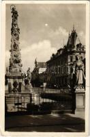 1951 Kassa, Kosice; Leninova ulica, Socha Sv. Trojice / Lenin utca, Szentháromság szobor / Lenin Street, Holy Trinity column (Rb)