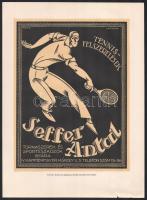 cca 1910 Seffer Antal tenisz felszerelések Kner Albert reklám grafika terv. 24x18 cm