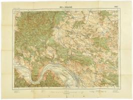 1931 Vác és Diósjenő környékének térképe,rajta a Duna-kanyarral is, (Szob és Tahitótfalu közötti szakasz, 1:75.000, Bp., M. Kir. Állami Térképészet, hajtott, kissé foltos, kis szakadásokkal, 39x52 cm