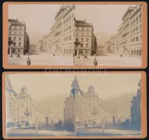 cca 1900-1920 Innsbruck, Ausztria, utcakép, 2 db sztereófotó, 8×17,5 cm