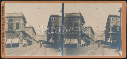 cca 1920 Róma, Via Nazionale, sztereófotó, 8×17,5 cm / Rome, Italy, Via Nazionale, stereo photo