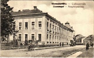 1940 Csíkszereda, Miercurea Ciuc; Mozgóképszínház (mozi), kerékpár. Adler Alfréd kiadása / Cinematograf / street view, cinema, bicycle (EB)