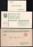 1939 Bp., Meghívó a Corporatio Thicia zártkörű táncestélyére, borítékkal