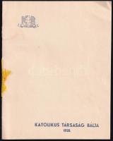 1938 Bp., Meghívó a Katolikus Társaság Báljára, borítékkal