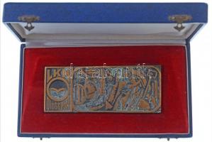 ~1970. "LKM (Lenin Kohászati Művek) Diósgyőr" Br plakett sérült tokban (145x157mm) T:1-
