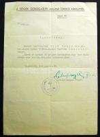 1945 Péterfalvy János magyar ortodox főapét aláírása levélen