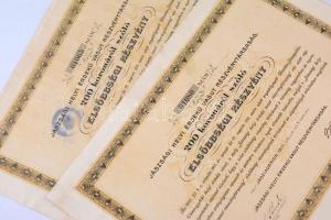 Jászladány 1911. "Jászsági Helyi Érdekű Vasút Részvénytársaság" elsőbbségi részvénye 200K-...