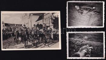 cca 1940-1945 II. világháborús katonai fotók, harckocsi, repülőgép, elesett katonák, járművek, bevon...