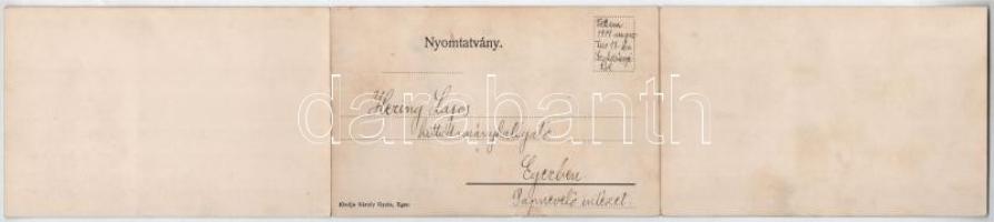 1914 Eger. 3-részes kihajtható panorámalap, Károly Gyula kiadása / 3-tiled panoramacard (hajtásnál s...