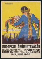 1922 A Budapesti Árumintavásár dekoratív képes szórólapja, Faragó Géza grafikája, szép állapotban