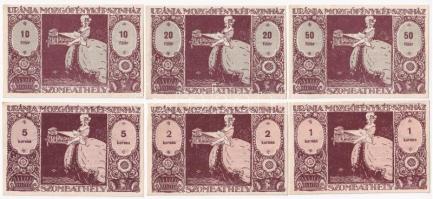 Szombathely 1920. "Uránia Mozgófényképszínház" 10f + 20f + 50f + 1K + 2K + 5K utalvány. Te...