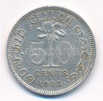 Ceylon 1903. 50c Ag "VII. Eduárd" T:2 ph.
Ceylon 1903. 50 Cents Ag "Edward VII"...