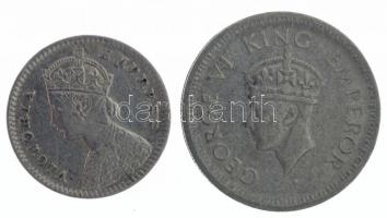 Brit-India 1886. 2A Ag "Viktória" + 1944. 1R Ag "VI. György" T:1-,2
British Ind...