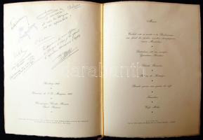 1971 Parizsi hotel menükártyája szignós rézkarccal és európai cserkészvezetők aláírásával a belsején...