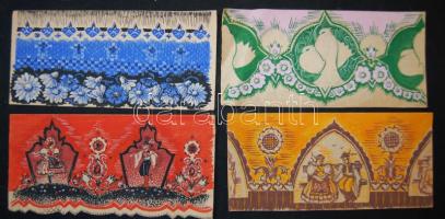 Bozó Gyula (1913-2009): 4 db minta-rajz; akvarell-papír