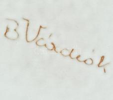 B. Várdeák Ildikó (1929-2013) mázas kerámia váza, jelzett,, hibátlan, m: 11 cm, d: 17 cm
