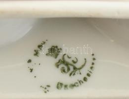 Mattoni féle Giesshüber savanyúvíz reklámos porcelán tálka + korabeli só-bors tartó 14x8 cm