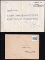 1976 Bárdos Lajos (1899-1986) zeneszerző aláírása gépelt levélen, borítékkal