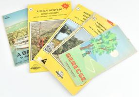 5 db turistatérkép (Balaton, Budai-hegység, Aggtelek, Karancs, Gerecse)
