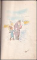 Kis Jézuska vándorútja, kézzel rajzolt képekkel illusztrált gépelt verses füzet