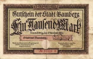 Német Birodalom/Weimari Köztársaság/Bamberg 1922.10. 1000M T:III