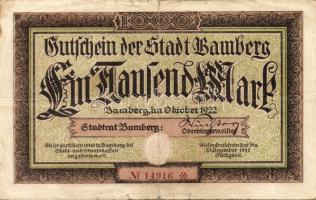 Német Birodalom/Weimari Köztársaság/Bamberg 1922.10. 1000M T:III