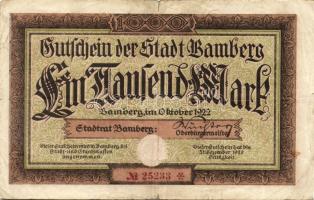 Német Birodalom/Weimari Köztársaság/Bamberg 1922.10. 1000M T:III