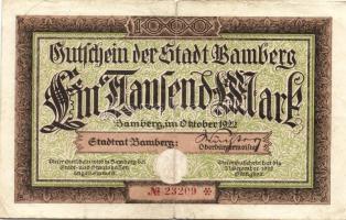 Német Birodalom/Weimari Köztársaság/Bamberg 1922.10. 1000M T:III
