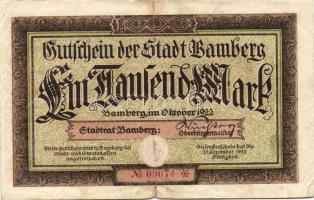 Német Birodalom/Weimari Köztársaság/Bamberg 1922.10. 1000M T:III