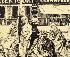 Zórád Ernő (1911-2004): Tabán, Döbrentei tér, nyomat, felcsavarva, szakadással, 30×43 cm