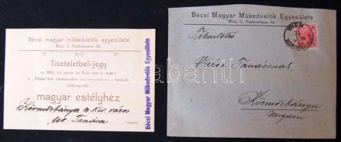 Meghívó a Bécsi Magyar Műkedvelők Egyesületének előadására nyomtatványként elküldve