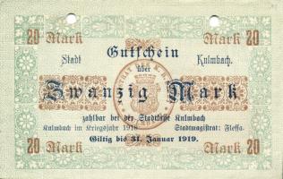 Német Birodalom/Weimari Köztársaság/Kulmbach 1918. 20M hivatalos érvénytelnítéssel T:I-