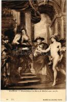Réconciliation de Marie de Medicis avec son fils / Erotic nude lady art postcard. Musée du Louvre, Paris s: Rubens