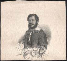 Kossuth Lajos. Eybl Ferenc litográfiája, 1841. Jelzett 20x23 cm, Alja levágott.