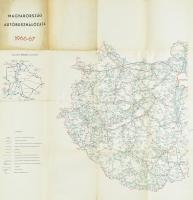1966-1967 Magyarország autóbusz-hálózata térkép, 69×68 cm