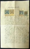 1887 Kaucióról rendelkező okmány 5 klf osztrák okmánybélyeggel /  document with Austiran revenue-stamps