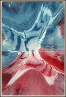 Olvashatatlan jelzéssel: Áttűnés. Zománcfesték, fém, paszpartuban, 26×18 cm