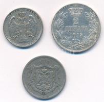 Szerbia 1912. 20p Cu-Ni + 1915. 2D Ag "I. Péter" + 1920. 25p Ni-sárgaréz T:1-,2
Serbia 19...