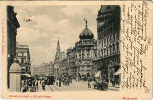 1899 Budapest VIII. Erzsébet körút, villamos. Divald Károly 1. sz. (vágott / cut)
