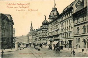 Budapest VIII. Nagykörút, Hotel Rémi szálloda, M. Kir. Technológiai Iparmúzeum, villamos. Schmidt Edgar (fl)
