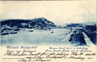 1900 Budapest, Ferenc József híd és a Gellérthegy. Edgar Schmidt (EK)