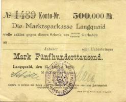 Német Birodalom/Weimari Köztársaság/Langquaid 1923.8.15. 500.000M T:II/III