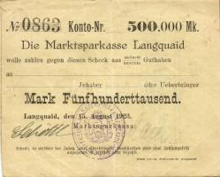 Német Birodalom/Weimari Köztársaság/Langquaid 1923.8.15. 500.000M T:II/III