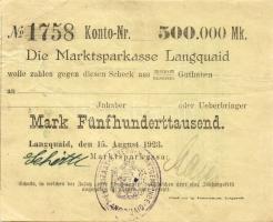 Német Birodalom/Weimari Köztársaság/Langquaid 1923.8.15. 500.000M T:II/III