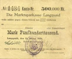 Német Birodalom/Weimari Köztársaság/Langquaid 1923.8.15. 500.000M T:II/III