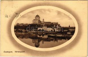 1912 Esztergom, vártemplom, Bazilika, hajóállomás. Major István kiadása (EK)