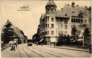 1925 Szeged, Corso kávéház, villamos